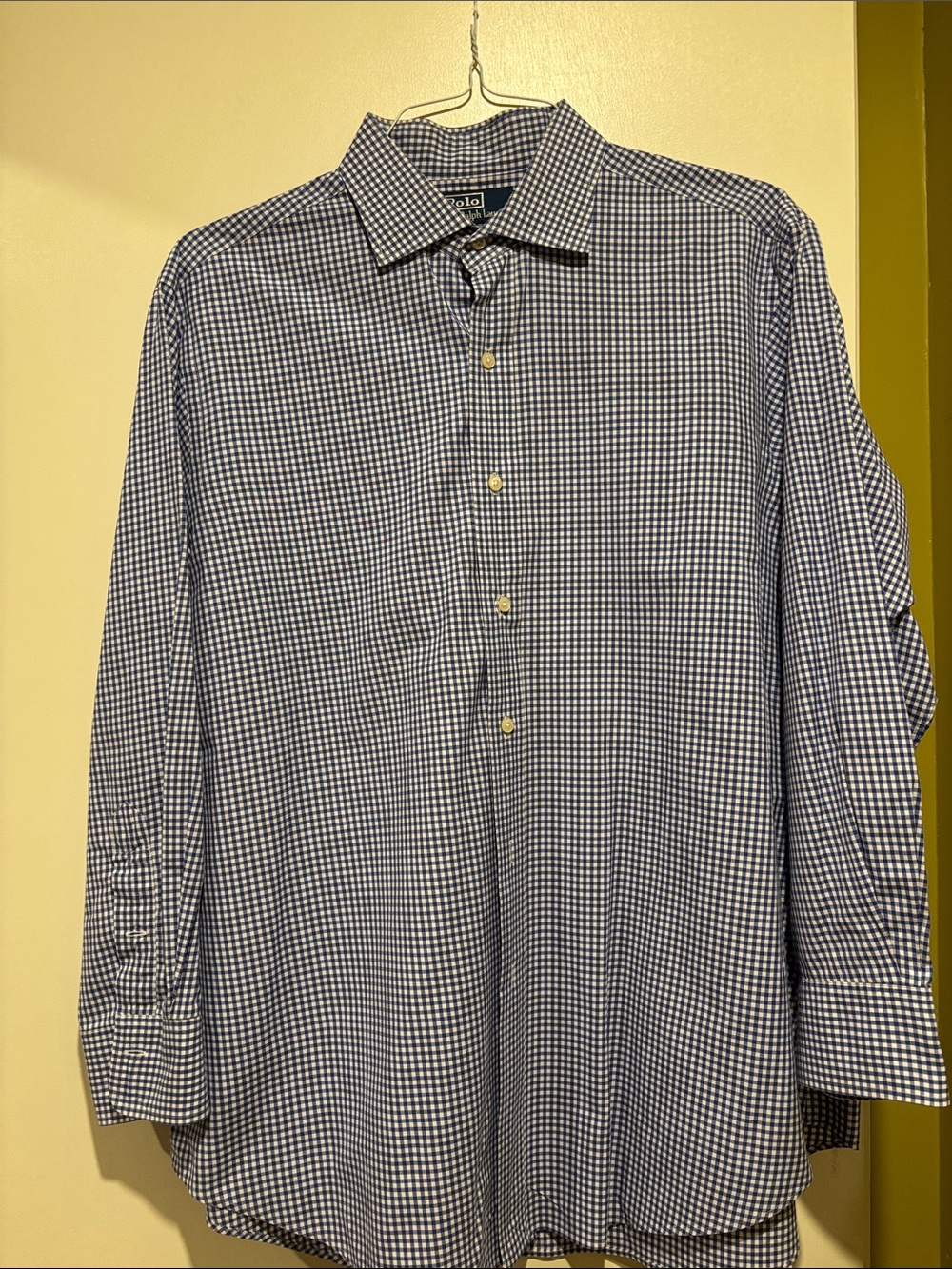 Polo by Ralph Lauren Navy and White Gingham Dress Shirt